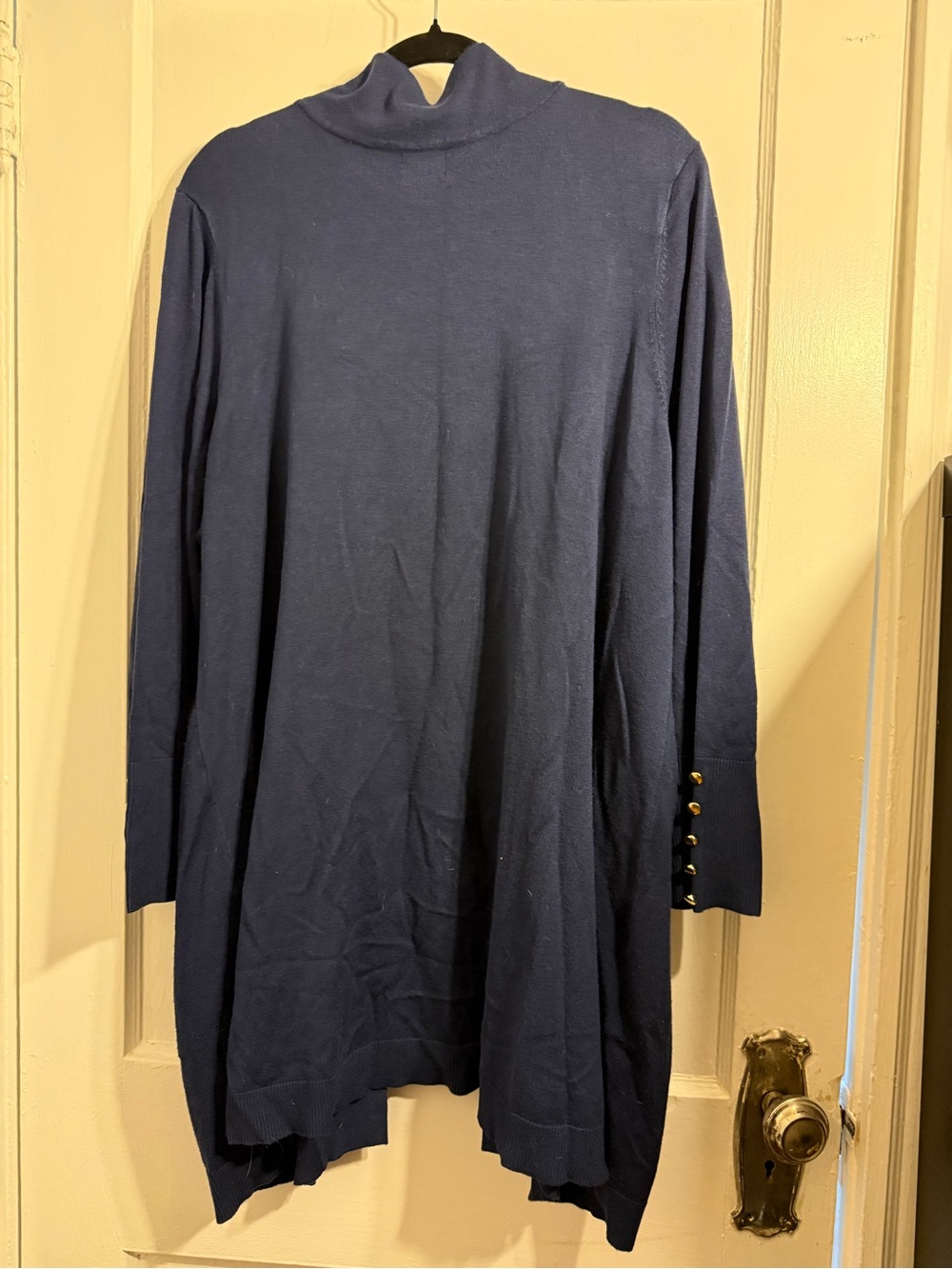 JM Collection Long Open-Front Navy Cardigan - Picture 5 of 5